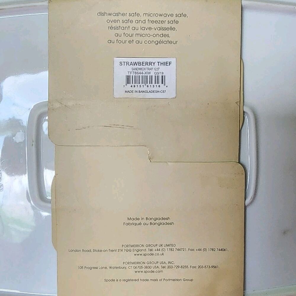 Spode Morris & Co Strawberry Thief Sandwich Dessert Serving Ceramic Serving Tray - Picture 7 of 7